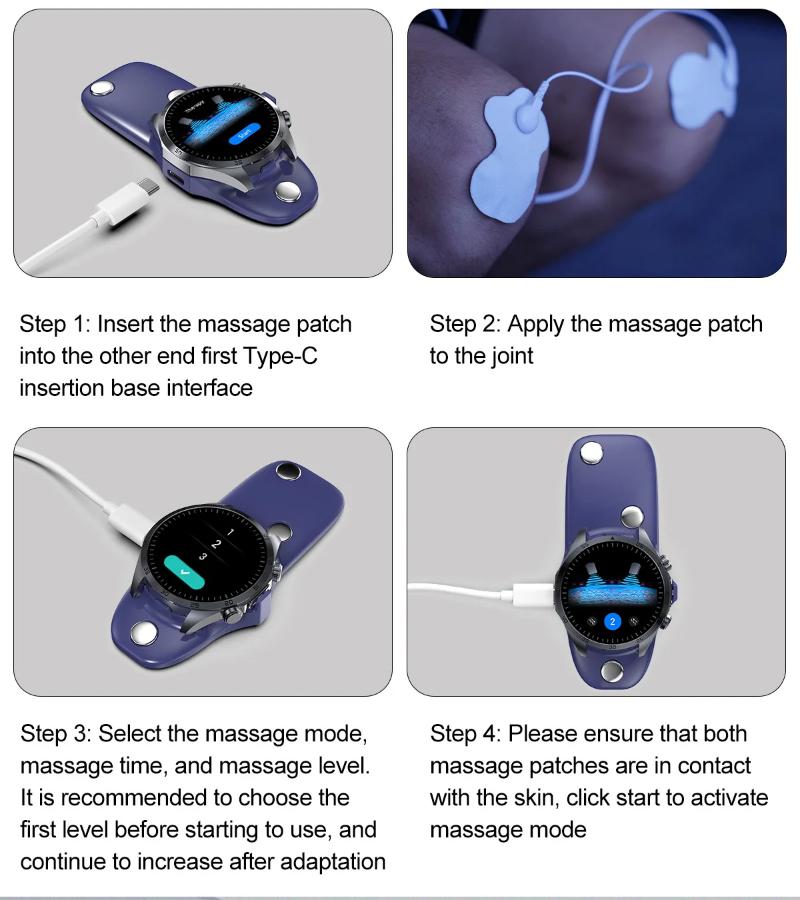 2025 Novo Relógio Inteligente de Saúde com Fisioterapia por Pulso Homens Mulheres ECG+PPG Gordura no Sangue Ácido Úrico IMC Gordura Corporal Monitor de Saúde Smartwatches