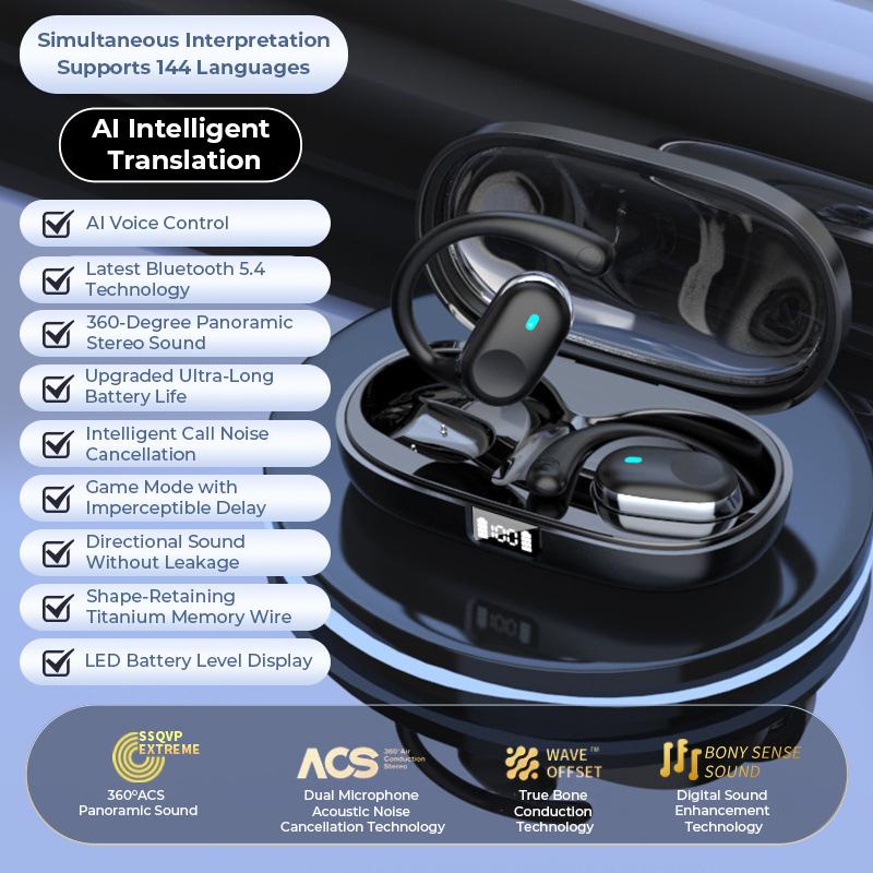Bluetooth Smart Voice Translator Wireless Earphones Translation 144 Languages Headphones Real Time Translate Noise Reduction