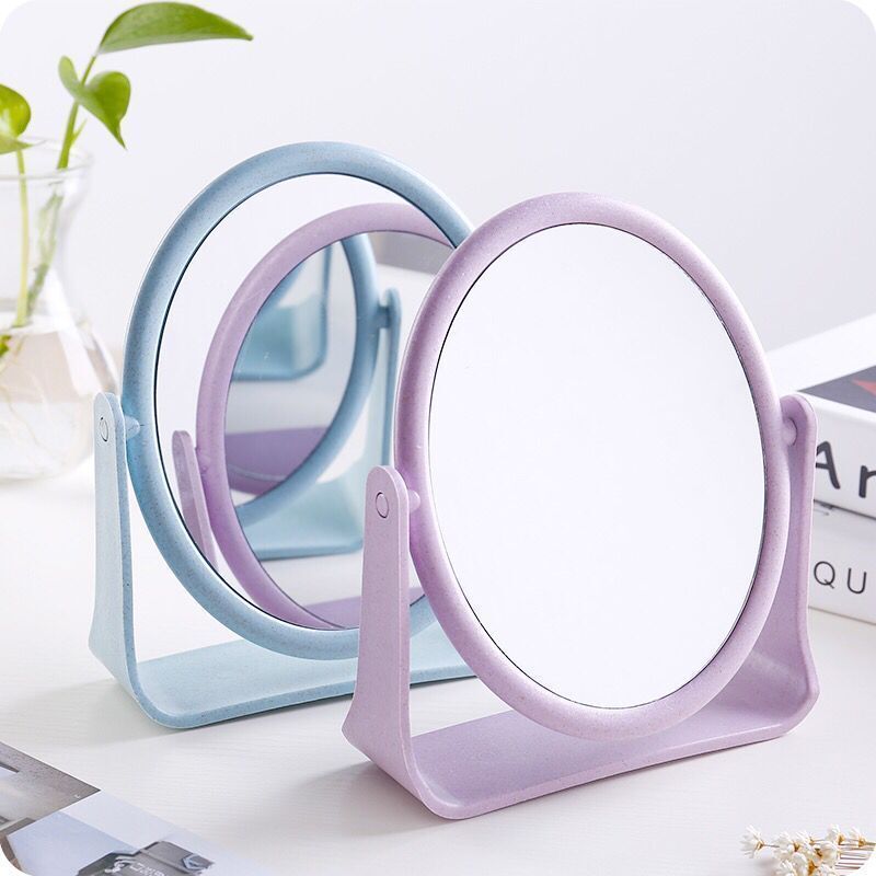 European Style Makeup Mirror Dual Side Rotating Desktop Vanity Mirror with Stand for Dorm