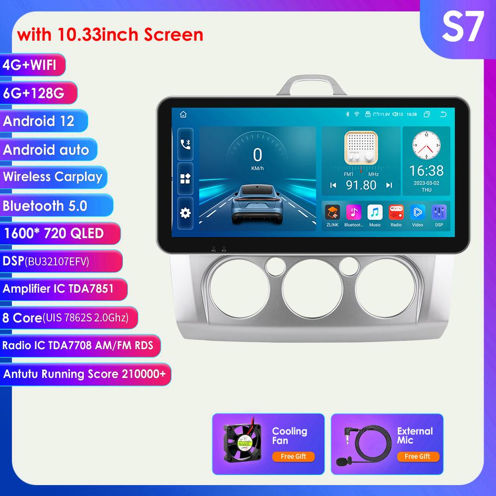 Radio samochodowe 9 "2 Din 4G-LTE WiFi dla Ford Focus Exi MT 2 3 Mk2 Mk3 2004-2011 odtwarzacz multimedialny Android 12 nawigacja GPS inteligentny ekran jednostka główna