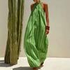 2026 New Popular Neck Striped Dress Holiday Style European and American Ins Style Spring and Summer Loose Drape Dress