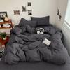 Washed Cotton Bedding Set Solid Color Brushed Bed Sheets Dorm Home
