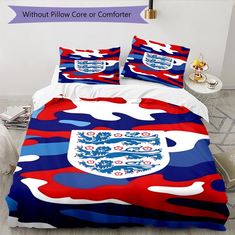 Set Copripiumino con Stampa Stemma Calcio Inghilterra – include 1 copripiumino e 2 federe coordinate Arredo Camera da Letto Regali di Natale