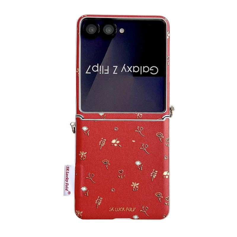 Festive Floral Case with Lanyard for Samsung Z Flip 7 FE/6/5 & Huawei Foldables