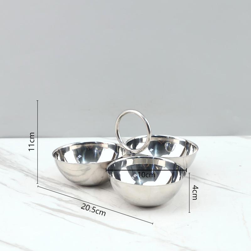 304 Stainless Steel 3 Grids Assorted Platter Snack and Dessert Plate Appetizer Tableware Living Room Desktop Storage Tray