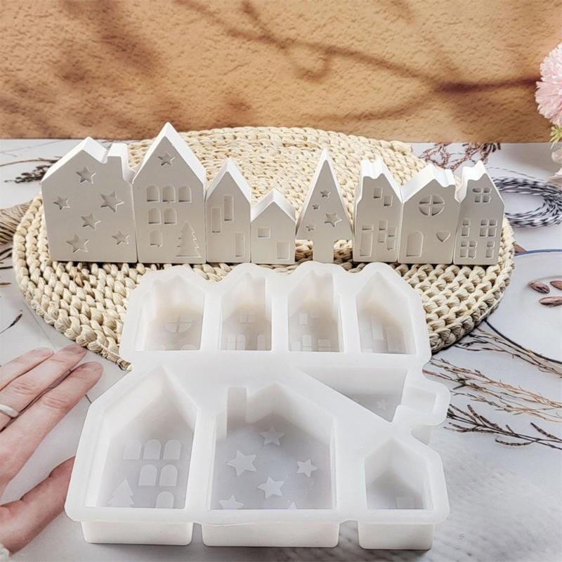 Christmas Tabletop Accent Crafting Moulds Silicone Mold Collection for House Themed Crafts and Home Display Ornament