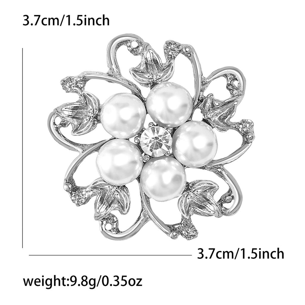 Simulation Pearl Rhinestone Brooch Women's Floral Banquet Party Suit Accessories Jewelry Birthday Gift