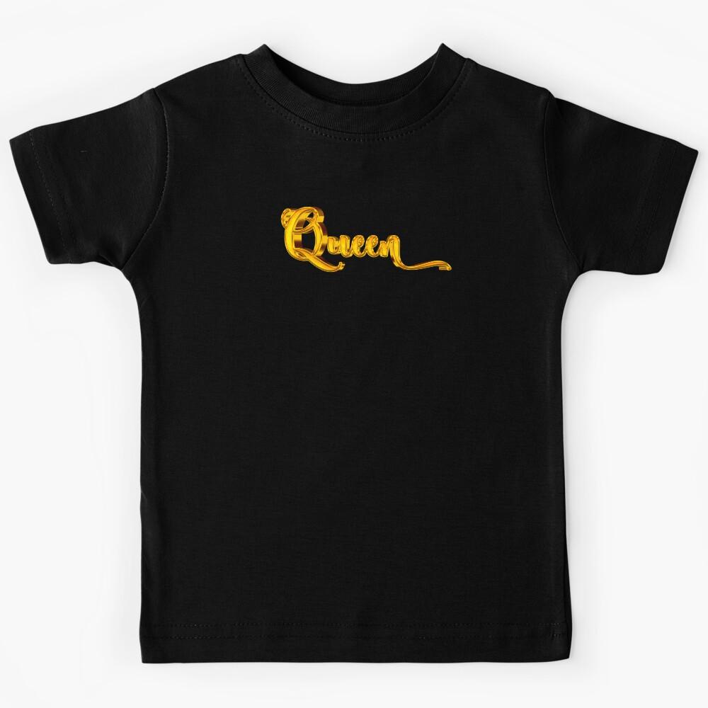 The Word Queen in Shiny Gold Script Typography 2 Kids T-Shirt 150