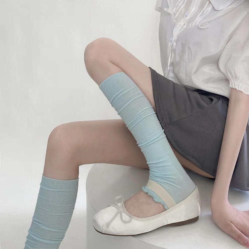 Solid Color Summer Leg Warmers Ballet Style Sweet Girls Ruffle Socks Stockings Women Lolita Kawaii Cute Foot Cover Accessories