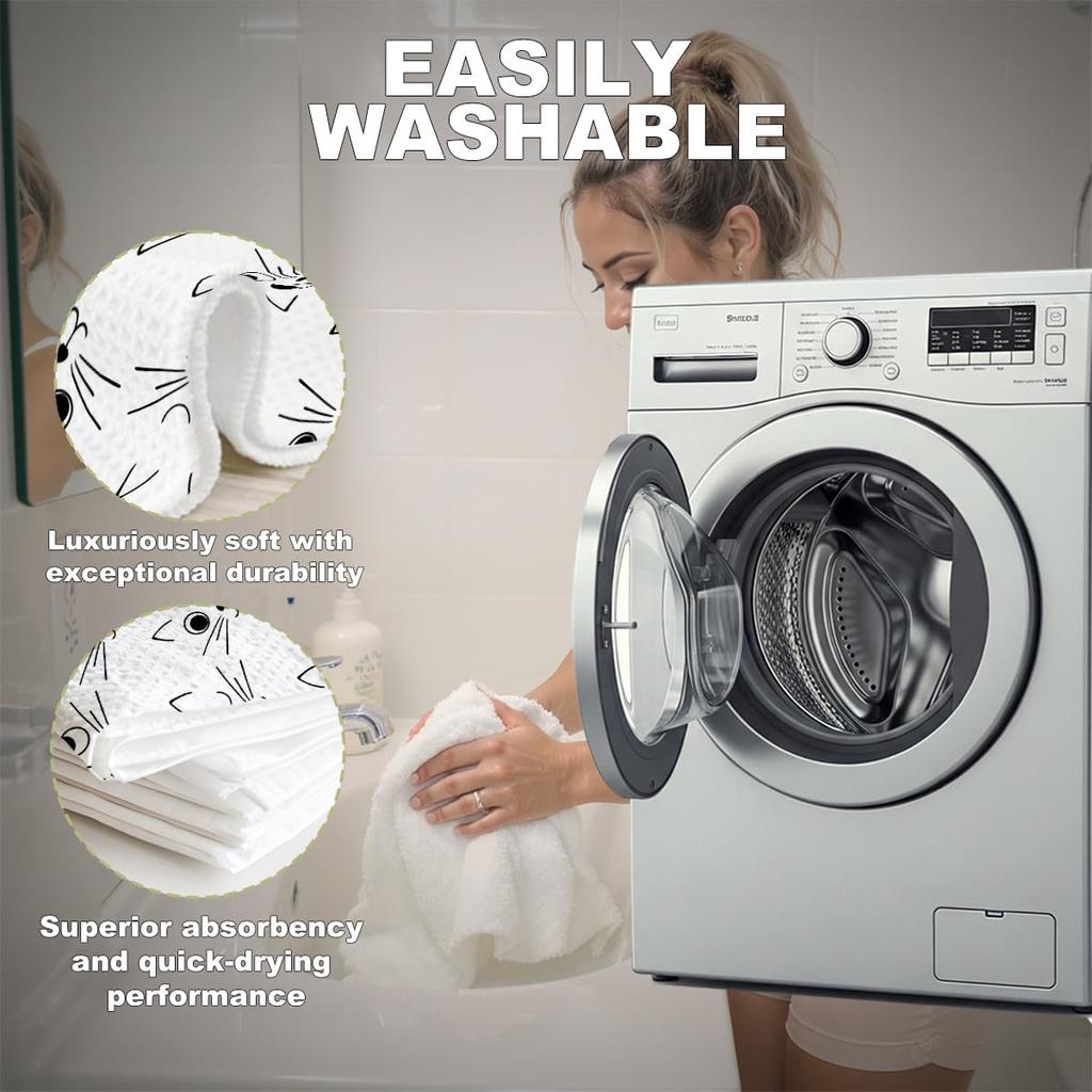 4 Pcs Cute Cat Kitchen Towels, Cat Paw Decorative Absorbent Microfiber Dish Cloth Tea Towel, Cats Waffle Soft Hand Towels for Farmhouse Home Bathroom