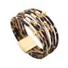 Bracelet for Women  Multi-layer Leopard Pattern Leather Rope Magnetic Clasp Bangles Female Gift CDN