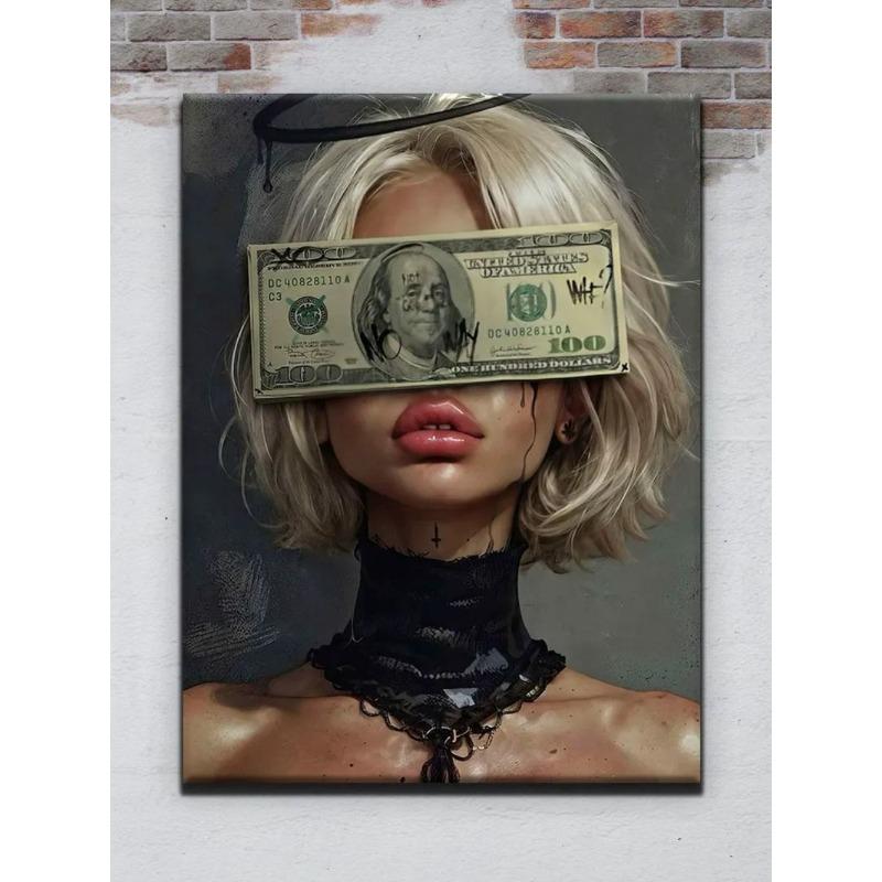 Money Banknotes Wall Art, Cash Decor Painting 20x30cm