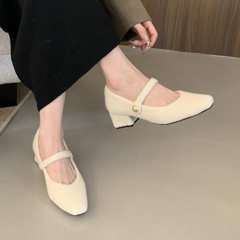 2025 Autumn New Flat Shoes Women's Square Head Shallow Mouth Suede Soft Sole Anti-slip Wear-resistant Low-top Shoes