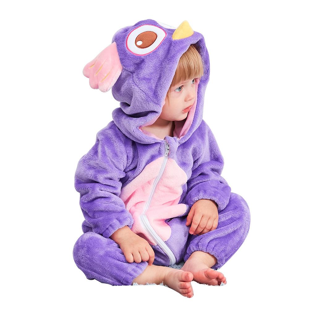 Baby Boys Girls Flannel Animal Onesie Cozy Hooded Jumpsuit Autumn Winter Sleepwear and Loungewear