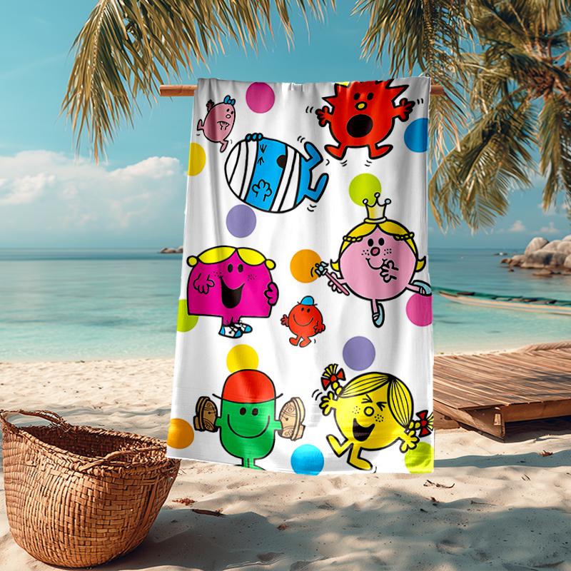 Ultra-Soft Beach Towel with Mr. Men and Little Miss Theme,Ideal for Pool - Camping, Diving - Perfect Travel Essential, Vibrant Beach Towel.