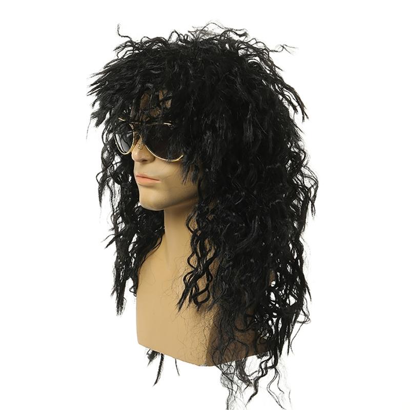 Men's 80s Disco Costume Accessories Set Women Hippie Costume Set Curly Wig Necklace Sunglasses for Disco Theme Party