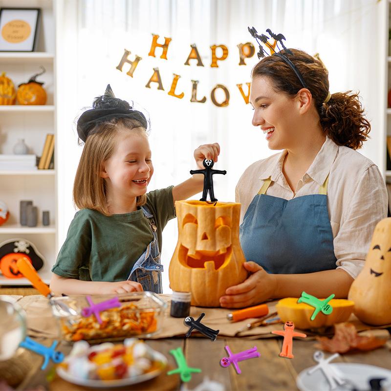 12-36 Stück Lustiger Kleiner Mann Halloween Dehnbares Spielzeug Kinder Halloween Geburtstagsfeier Gastgeschenke Goodie Bag Trick or Treat Eimer Füller