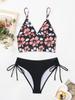 Print Deep V Slim Two Piece Bikini Set Elegant Comfortable Women Swimwear