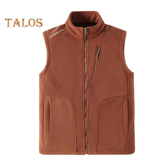 Men Polar Fleece Waistcoat Regular Fit Sleeveless Stand-Up Collar Vest Coat with Zipper Pockets Thermal Insulation Vest Jacket