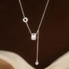 PONYKISS  Sterling Silver Zircon Hollow Round Tassels Chain Necklaces for Women Trendy Fine  Minimalist Accessories