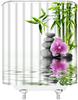 Zen Shower Curtains Green Bamboo Purple Flower Stone Reflection Water Landscape Spa Garden Pattern Print Bathroom Accessories