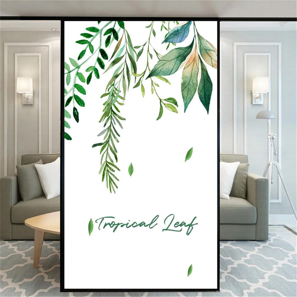 

Static Cling Decorative Windows Film Privacy Plant Leaves Stained Glass Window Stickers Window Tint 67 (as the picture,40x60cm WxH)