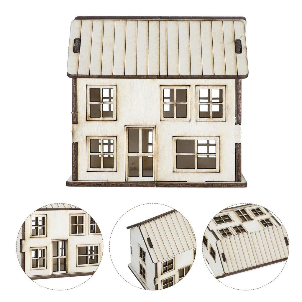 UPKOCH Miniature House Wooden House Architectural Model Assembly Kit DIY Diorama Scenery Parts Dollhouse Structure Miniature Garden Railway Model