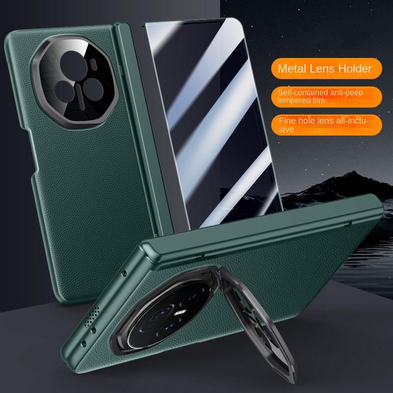Leather With Privacy Screen Tempered Glass Protector Case For Honor Magic V3 All-inclusive Spring Hinged Camera Holder Cover