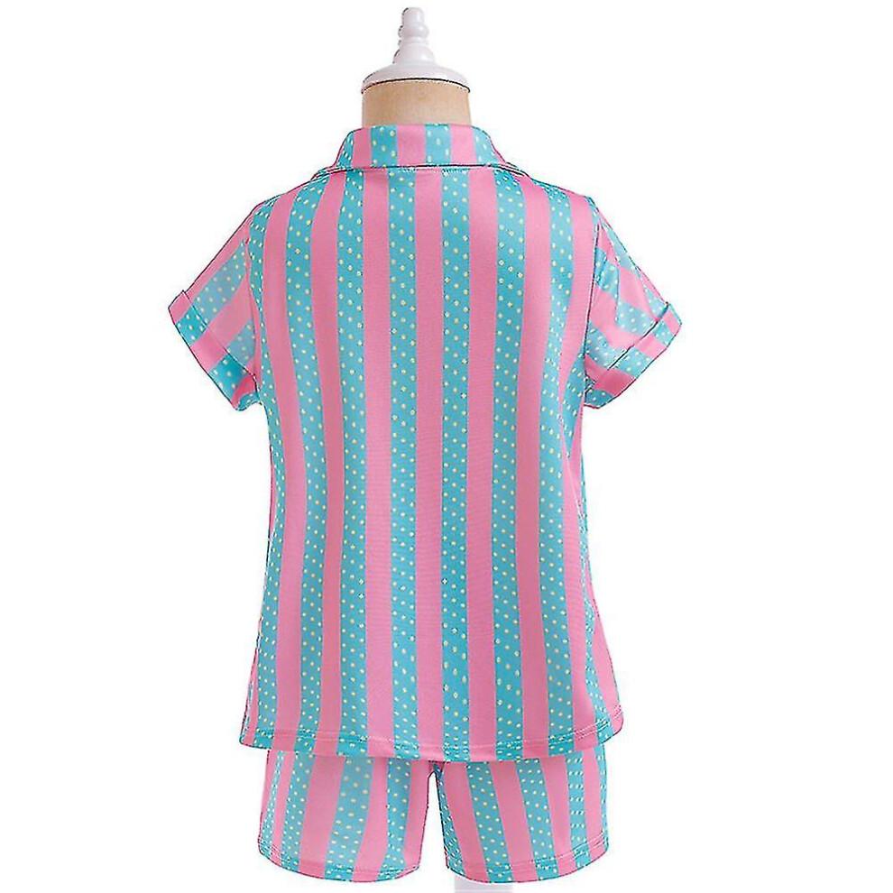 (8-9 Years) Kids Boys Barbie Ken Cosplay Costumes Party Beach Halloween Outfit Set Striped Shirts Shorts Pants Set Fancy Dress