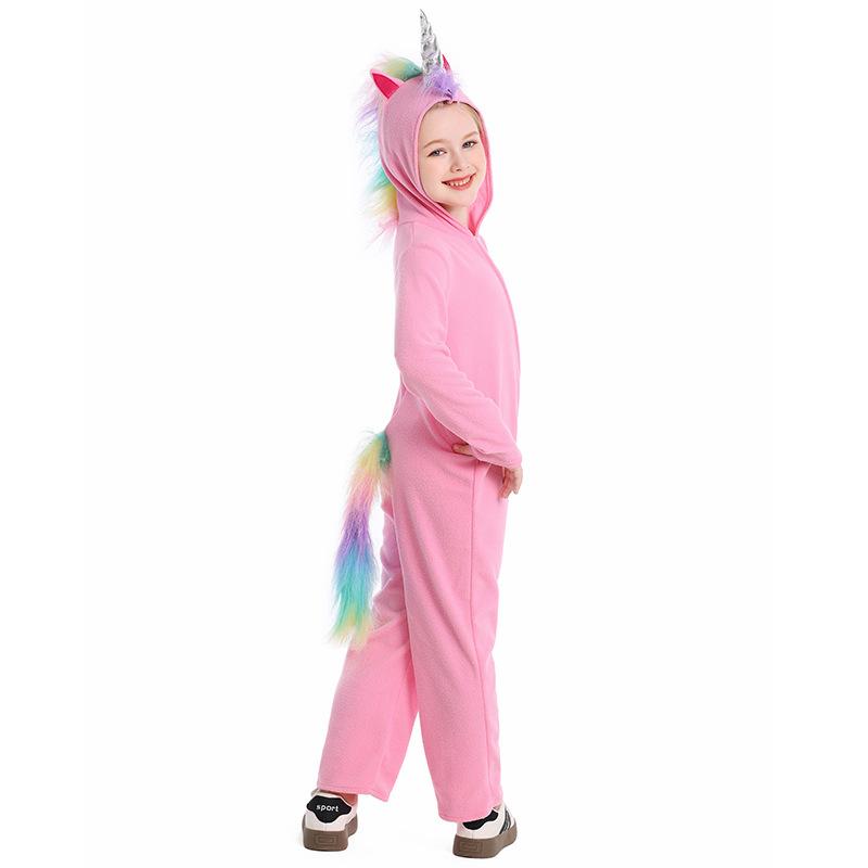 Rainbow Elf Unicorn Cosplay Costume for Children Girls Boys Stage Outfit Kids Halloween Festival Party Dress Up Jumpsuit Pajamas