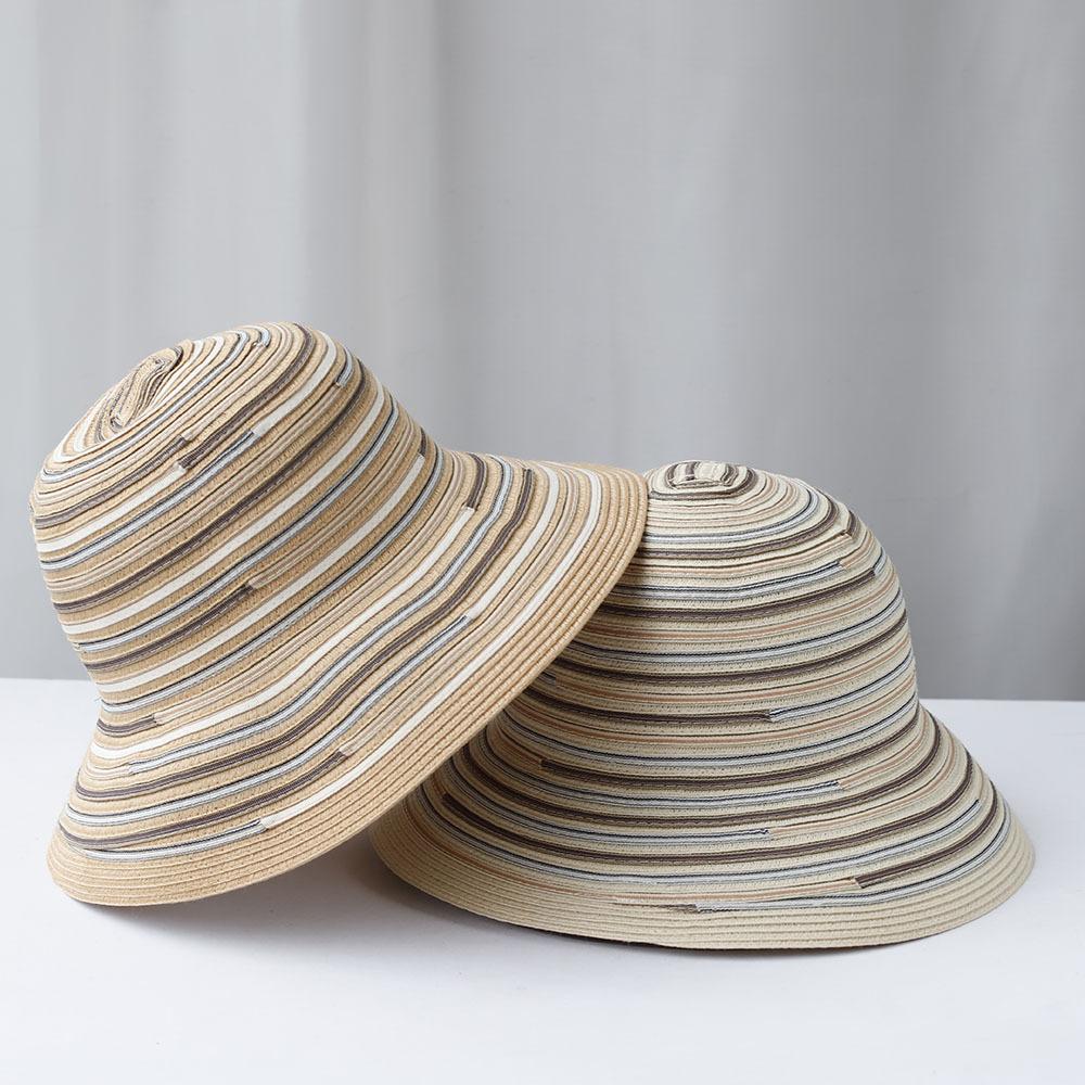 Hat Women's Summer Foldable Sun Hat Rainbow Striped Cloth Hat Sun Protection Beach Hat Vacation Idyllic Bucket Hat