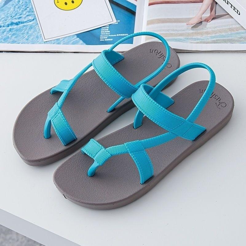 

Летние новые сандалии с открытым носком женские пляжная обувь модные маленькие свежие и удобные универсальные повседневные шлепанцы женские 36 yards (two yards smaller, that is, 34 yards) небесно-голубой