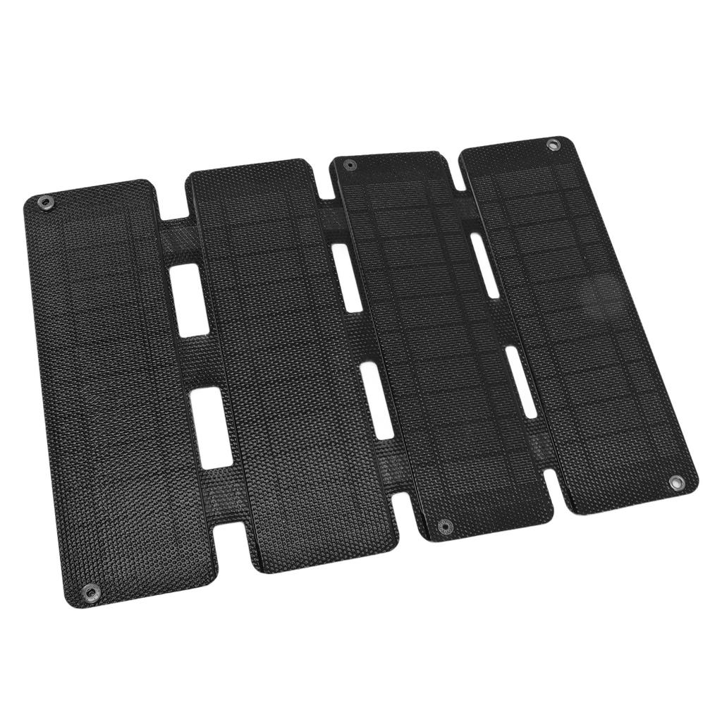 13W 5V ETFE Foldable Solar Panel Charger Dual USB Output Phone Power Bank Solar Charging Pack 4 Fold Black