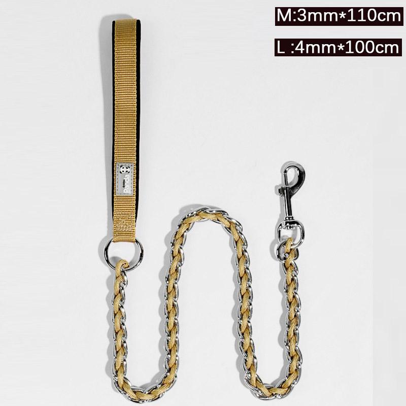Walking Dog Leash With Continuous Bite Resistance P-Chain P-Shaped rope Collar Anti Bite Break Medium-Sized Large Dog Pet Chain