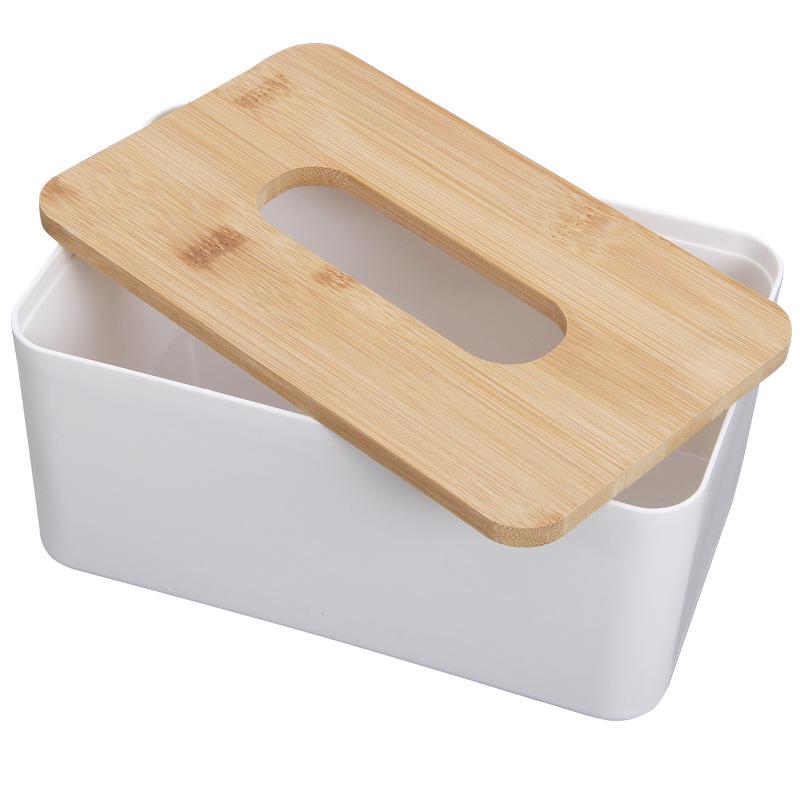 Nordic Bamboo Cover Tissue Box for Bedroom, Living Room, Hotel - Creative Desktop Napkin Storage with LOGO