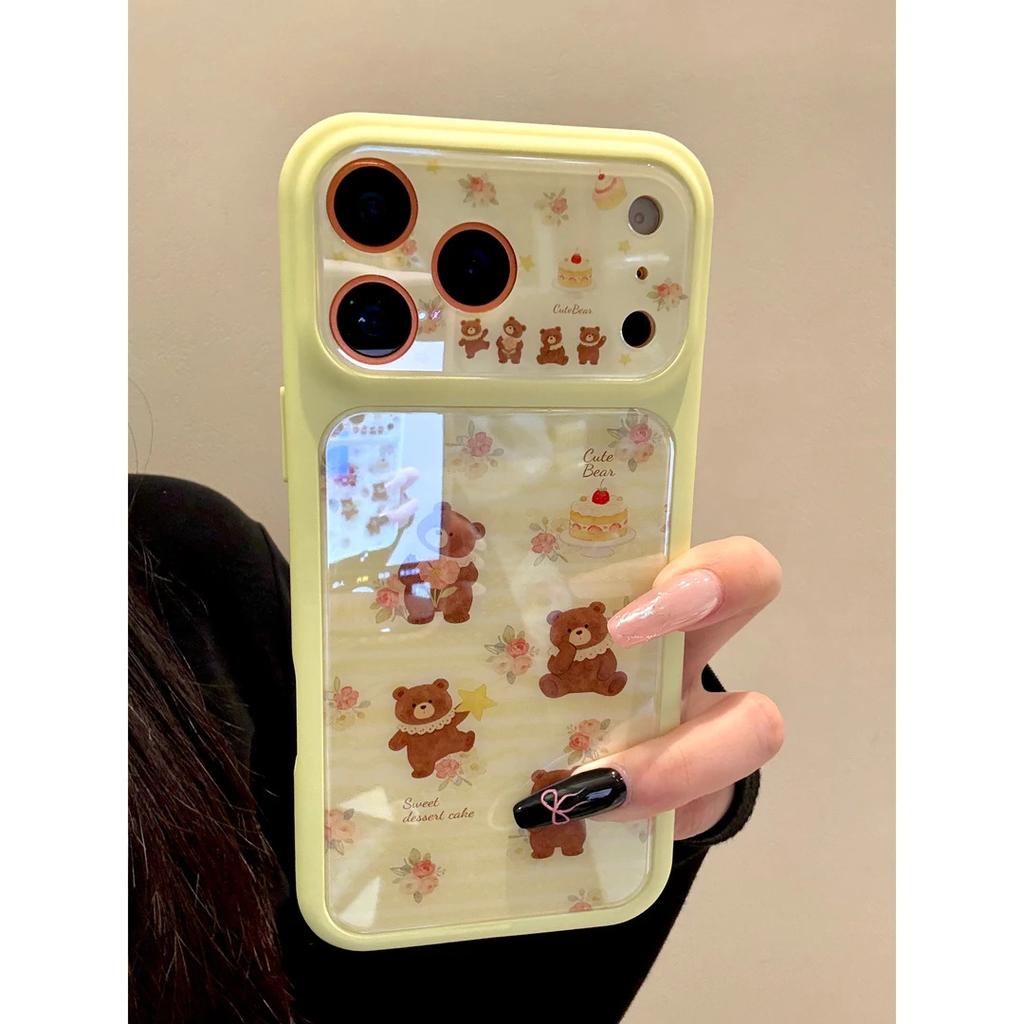 Korean Floral Brown Bear Is Suitable for Apple 11/11Pro 2-in-1 Blu-ray Mobile Phone Case IP11/11/11 Large Window