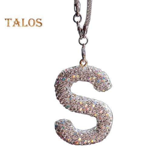 Bling Car Letter Charm Faux Crystal Letter Pendant Car Rear View Mirror Hanging Rhinestone Alphabet Ornament for Car Tree Accessory