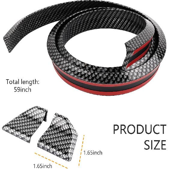 Spoilers For Cars,4.9 Ft Reflective Carbon Fiber Spoiler Rear Spoiler Wing For Car Decorations,Universal Punch-Free Rubber Trunk Spoiler Trim Strip