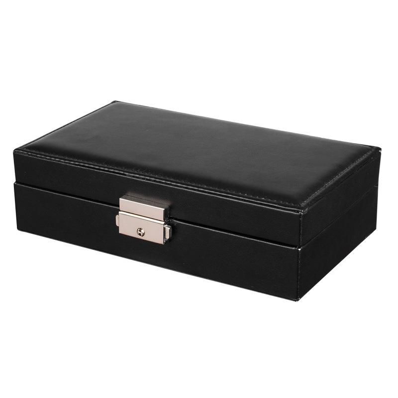 PU single-layer simple storage jewelry box large-capacity necklace stud earrings box solid color household jewelry storage box