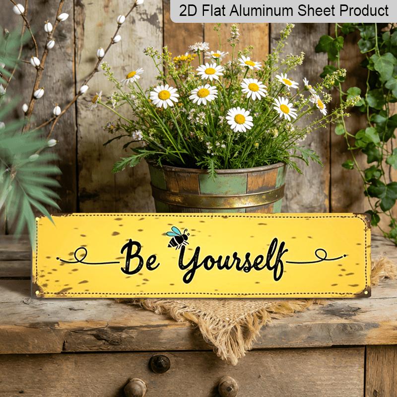 

15.7×3.94inch Aluminum Decorative Sign Rustic Be Yourself Metal Sign with Bee Design - Vintage Farmhouse Decor for Home, Garden, or Patio 40cm x 10cm