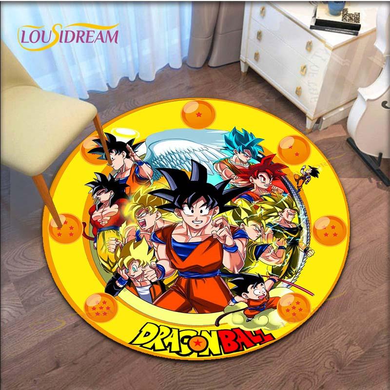 GOKU Carpet Cartoon Dragon Ball Non-slip Floormat Area Rug Round Play Mat for Playroom Kidsroom  Rugs for Bedroom