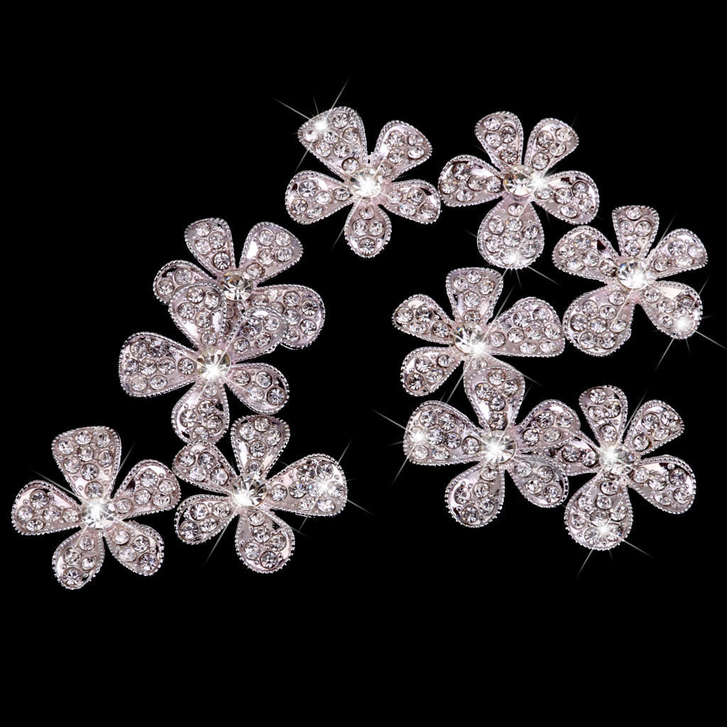 Phenovo Kristall-Blumen-Strass-Knöpfe zum Selbermachen, Basteln, Verzierung, Silber