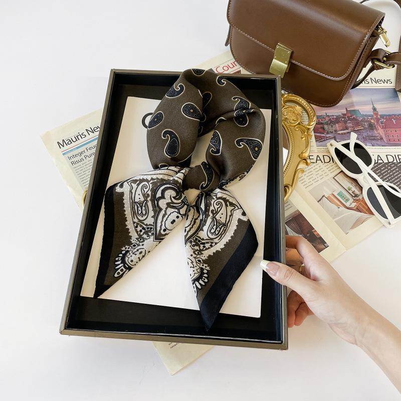 Decorative Small Square Scarf 71CM Simulated Silk Scarf Spring and Autumn Headscarf Neck Protection Cotton and Linen Scarf Scarf Tied Silk Scarf