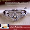 Women's Vintage-Style Platinum Ring with D Color Moissanite Diamond - Perfect for Proposals or Engagements.