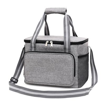 Gray 15L Portable Large Insulated Lunch Bag Shoulder Carry Outdoor Picnic Lunch Bag Waterproof Leak-proof Thickened Handheld