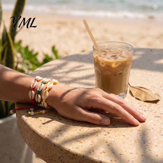 Handmade Beach Jewelry for Women Seashell Bracelet, Natural Shell Boho Beaded Adjustable Durable Cord Bracelets Daily Wear Woven String Bracelet