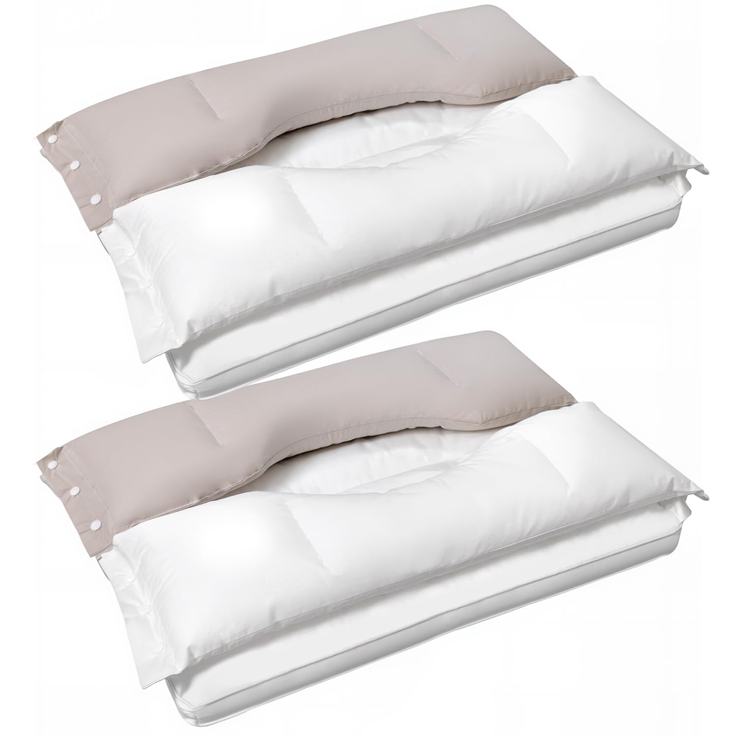 

[Set of 2] Julias Pillows: Neck Pain Relief, Popular Pillow for a Comfortable Sleep [Double-Layer Construction with Concave Hollow Design for Ears