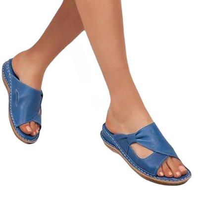 Fashion Summer Solid Sandals Shoes For Women 2024 Leather Open Toe Comfortable Thick Sole Sandals Outdoor Female Sandalias 35-43