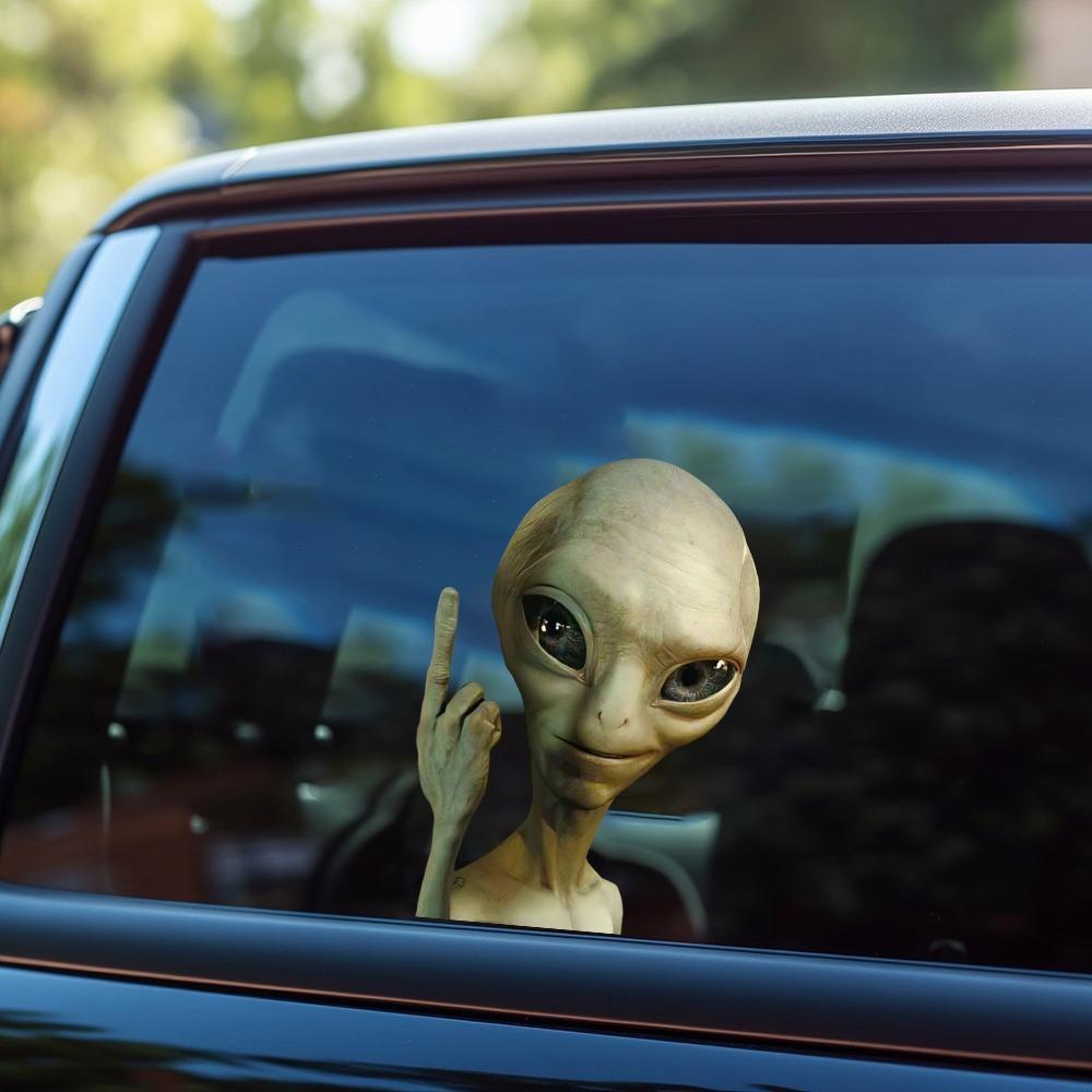 1PC Alien fluturând mașina autocolante Auto Window impermeabil vinil decals durabil vehicul bara de protecție corp amuzant UFO decorare universală