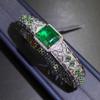Luxury Emerald Bracelet for Women Double Tone Gold Plated with Micro Pave Diamonds Elegant Jewelry